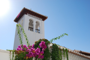 sky, villa, house, flower, building, vacation, tower, blue, tourism, spain